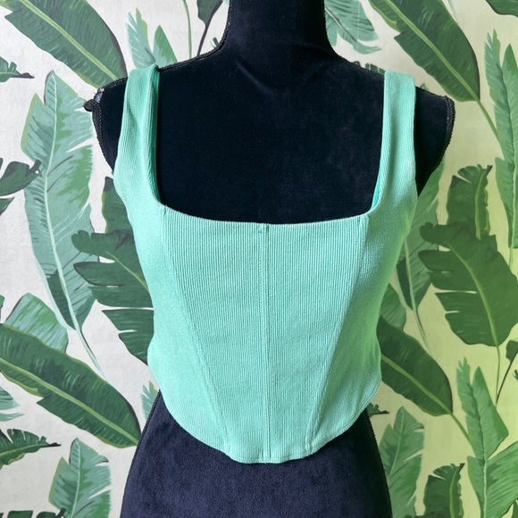 Princess Polly Green Kaeshia Rib Bustier Size 10 - Picture 7 of 10